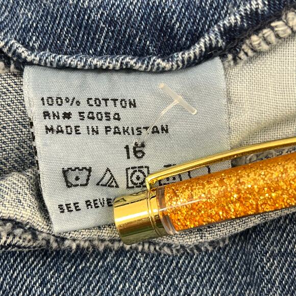 Bugle Boy Floral Embroidered Blue Denim Pockets Cottage Summer Vintage Skirt 16 - Picture 6 of 9